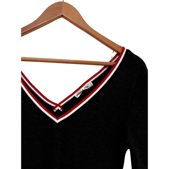 Hearts and Hips Charcoal Grey Women's Junior Long Sleeve V-Neck Dress Size M - Picture 2 of 5